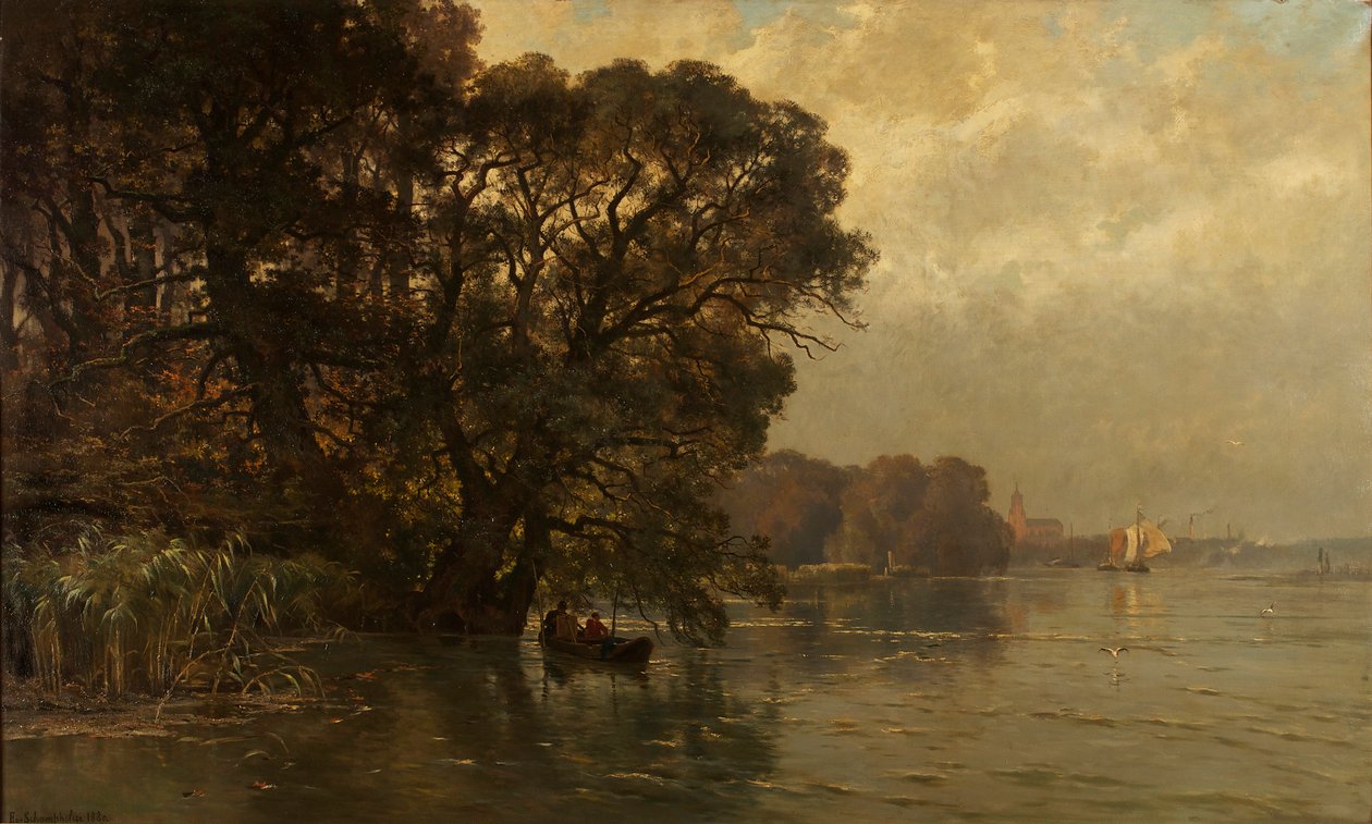 The Scheldt at Wetteren (Belgium) by Edmond de Schampheleer