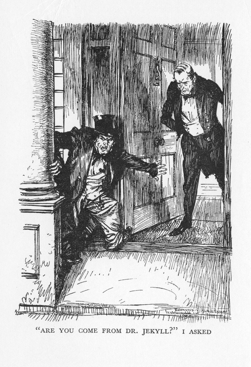 Scene from The Strange Case of Dr Jekyll and Mr Hyde by Robert Louis Stevenson by Edmund Joseph Sullivan