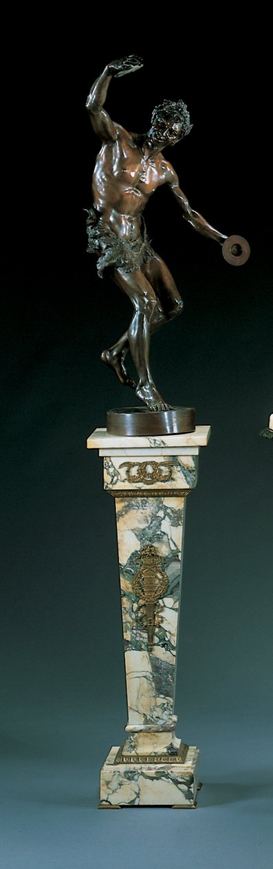 Cast after a model by Goldscheider, modelled as a dancing satyr playing the cymbals by Edmund Klotz