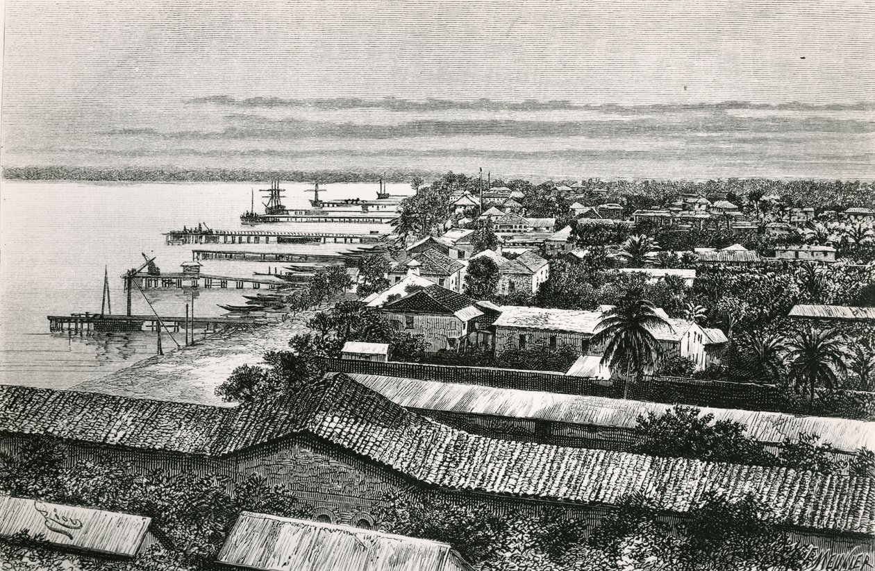 European Quarter in Lagos, Nigeria, 1887 by Edouard Riou