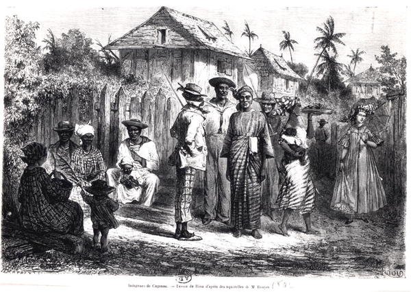 Natives of Cayenne, after Watercolours by M. Bouyer, Engraved by Antoine Valery Bertrand by Edouard (after) Riou