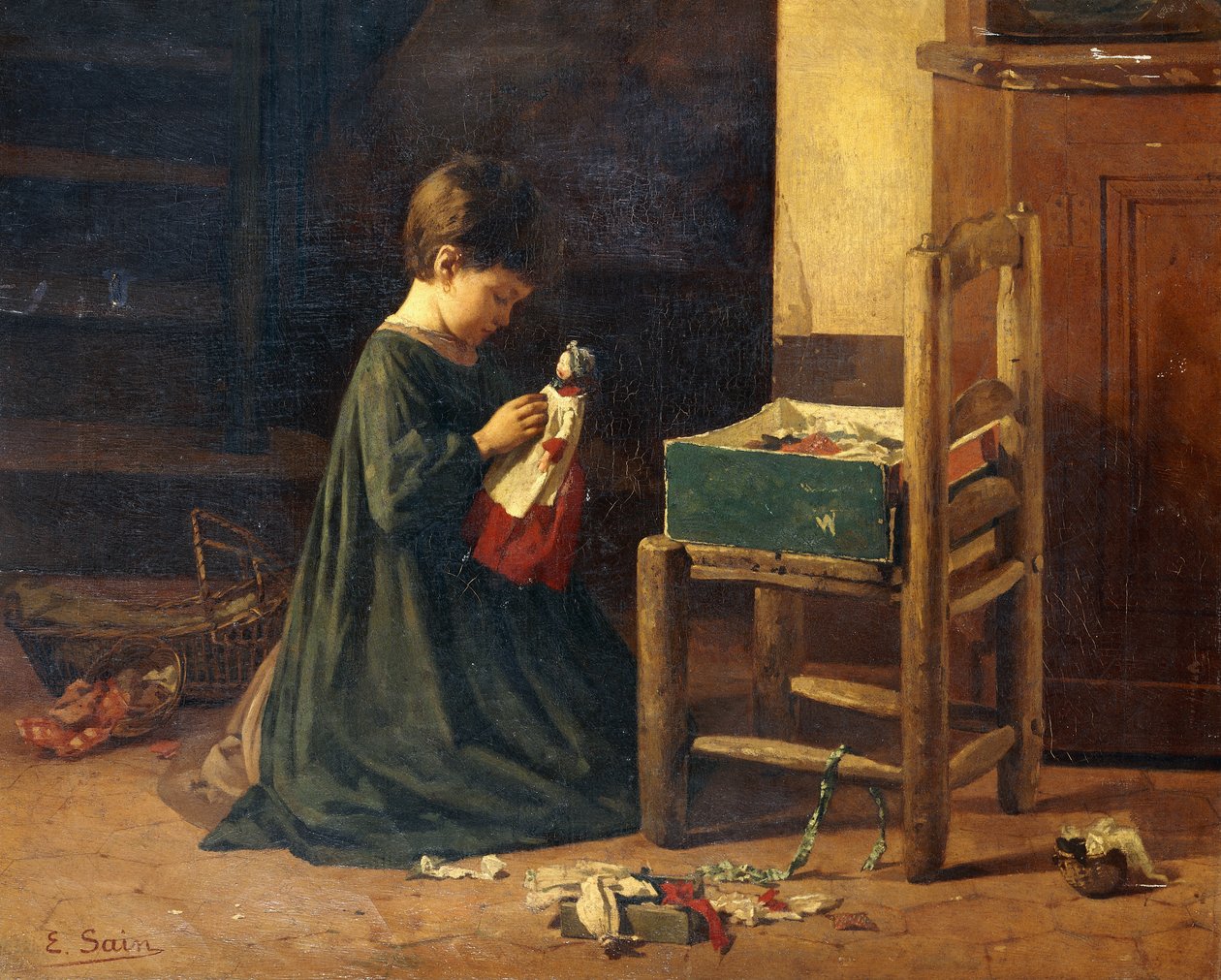 Dressing up the Doll by Edouard Alexandre Sain