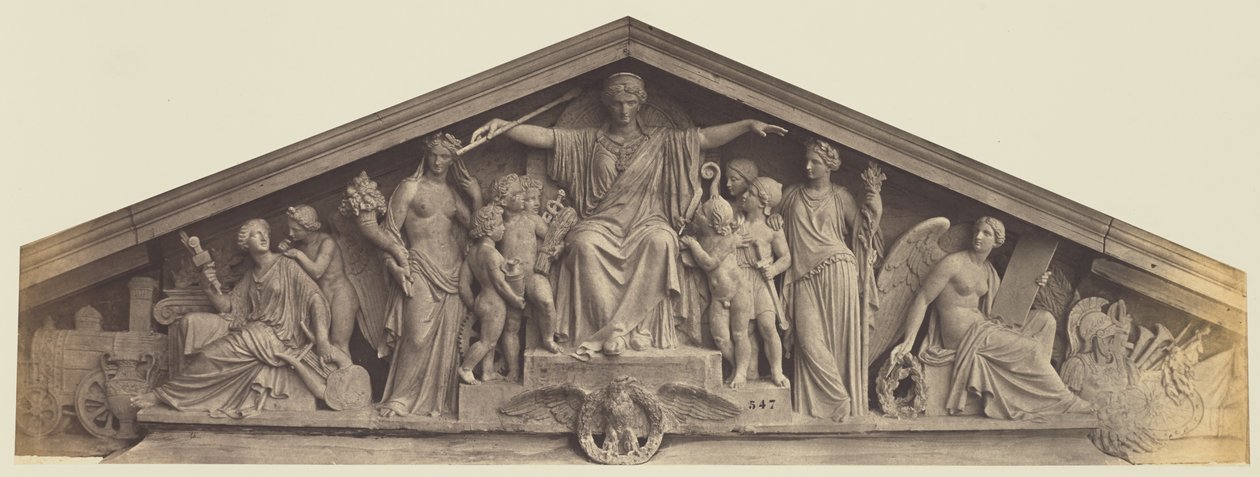 Pediment of the Pavillon Richelieu, Louvre, Paris by Édouard Baldus