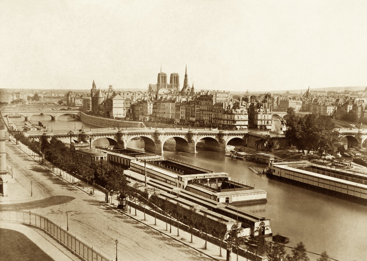 Seine with Bridges, in the Back Notre-Dame de Paris by Édouard Baldus