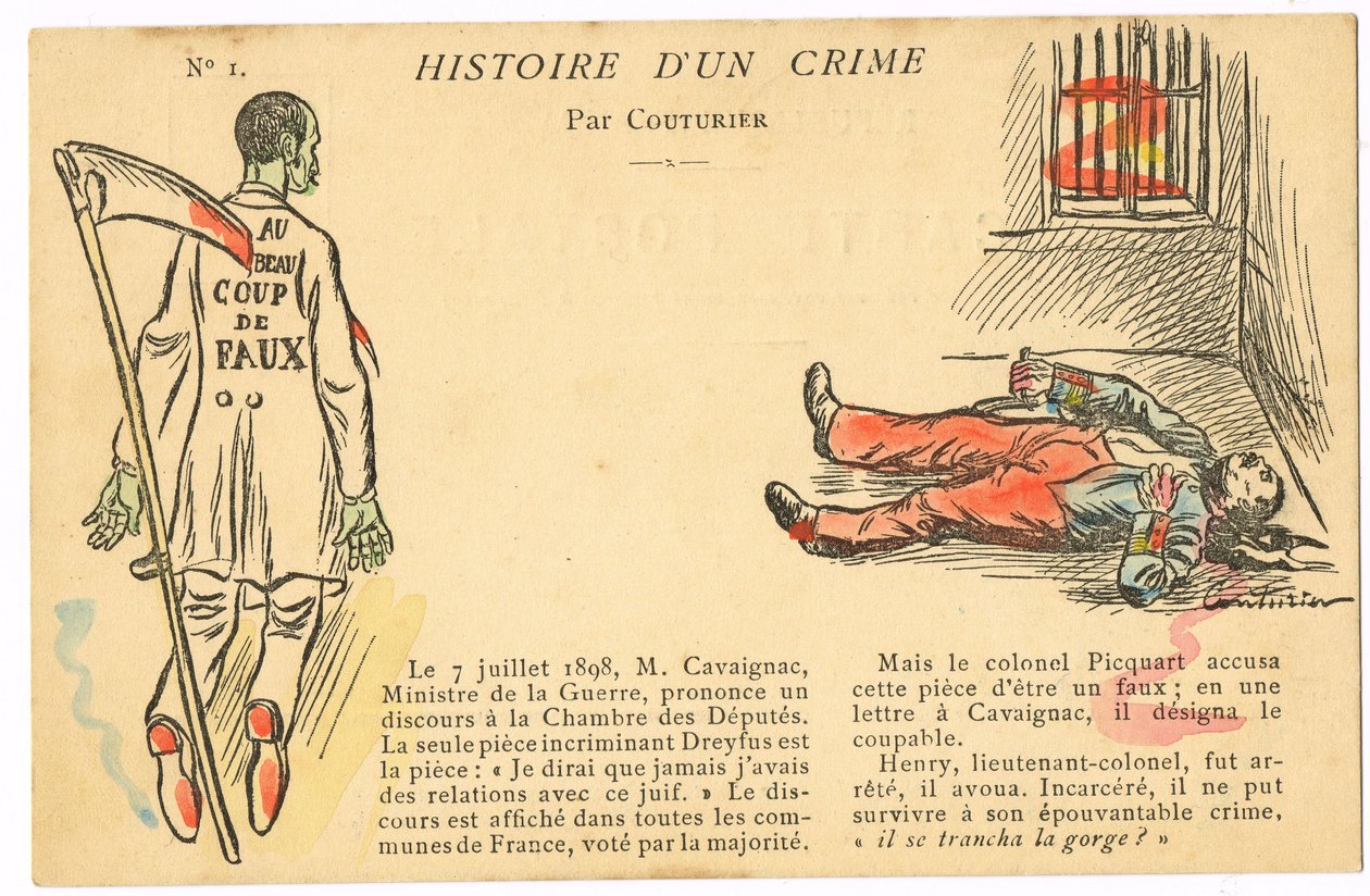 Postcard, Satirical in Colors: Dreyfus affair - Henry Colonel Illustration by Couturier by Edouard Couturier