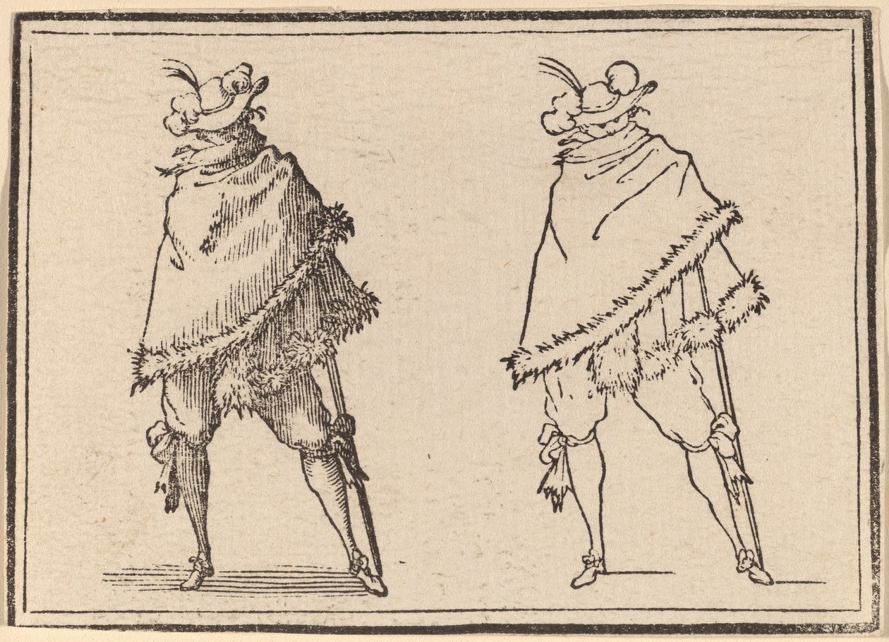 Gentleman Wrapped in his Mantle by Edouard Eckman after Jacques Callot