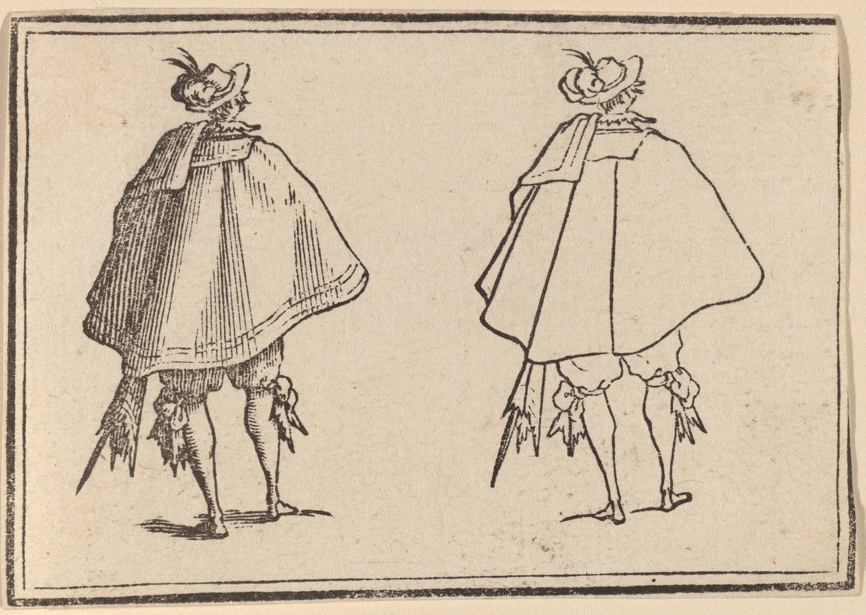 Gentleman in Large Mantle, Seen from Behind by Edouard Eckman after Jacques Callot