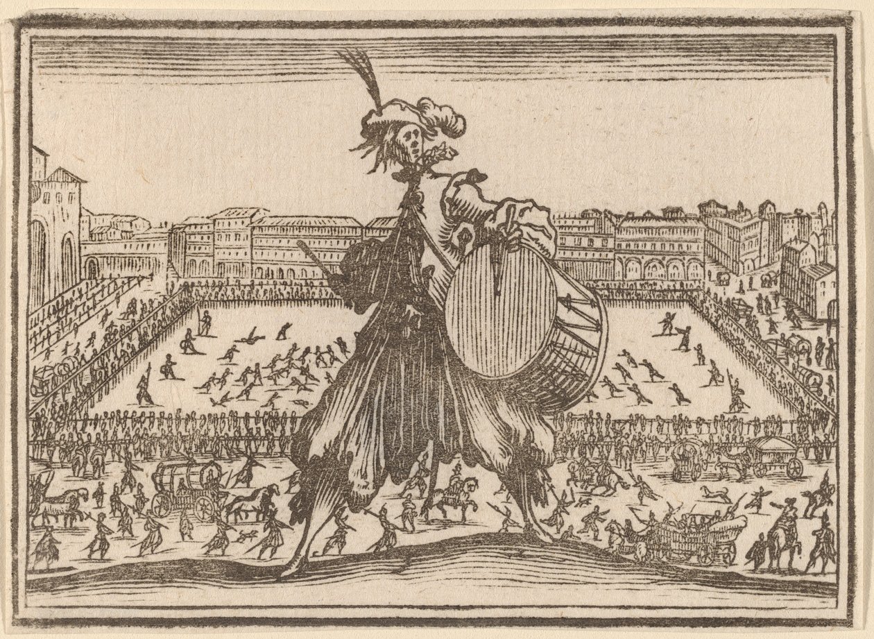 Piazza Santa Croce, Florence by Edouard Eckman after Jacques Callot