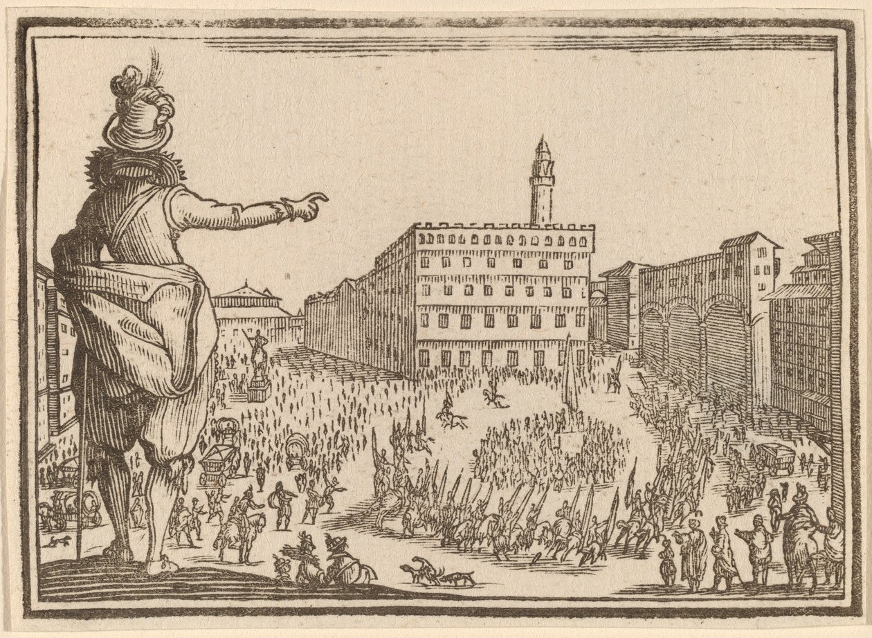 Piazza della Signoria, Florence by Edouard Eckman after Jacques Callot