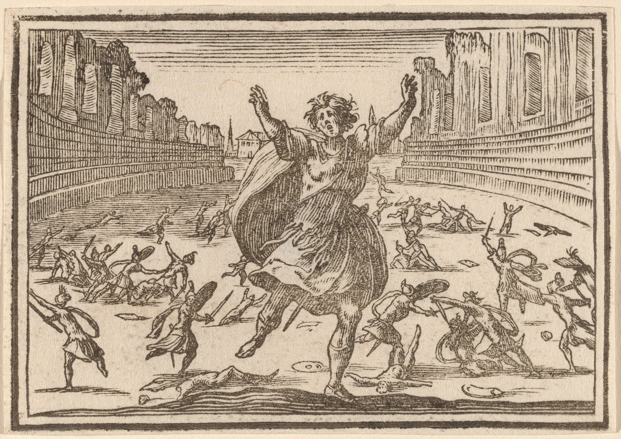 Skirmish in a Roman Circus by Edouard Eckman after Jacques Callot