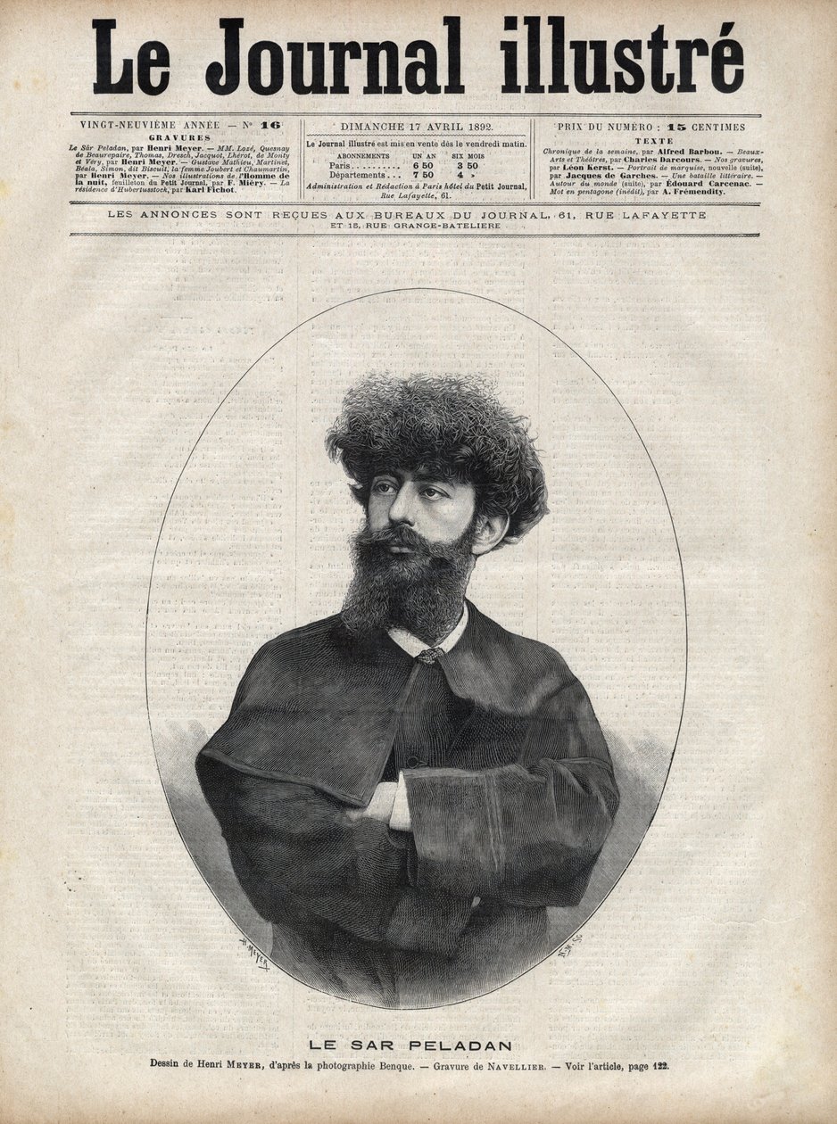 The Sar Merodack Josephin Peladan, pseudonym of Josephin Peladan (1858-1918) French writer and occultist - Engraving by Navellier in 