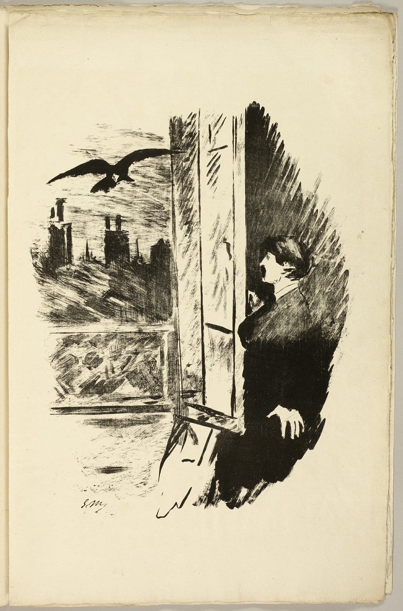 At the Window ("Open here I flung the shutter..."), from The Raven by Édouard Manet