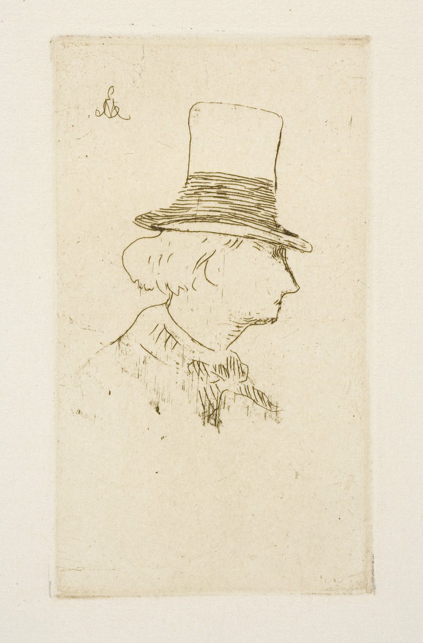 Baudelaire in profile wearing a hat by Édouard Manet