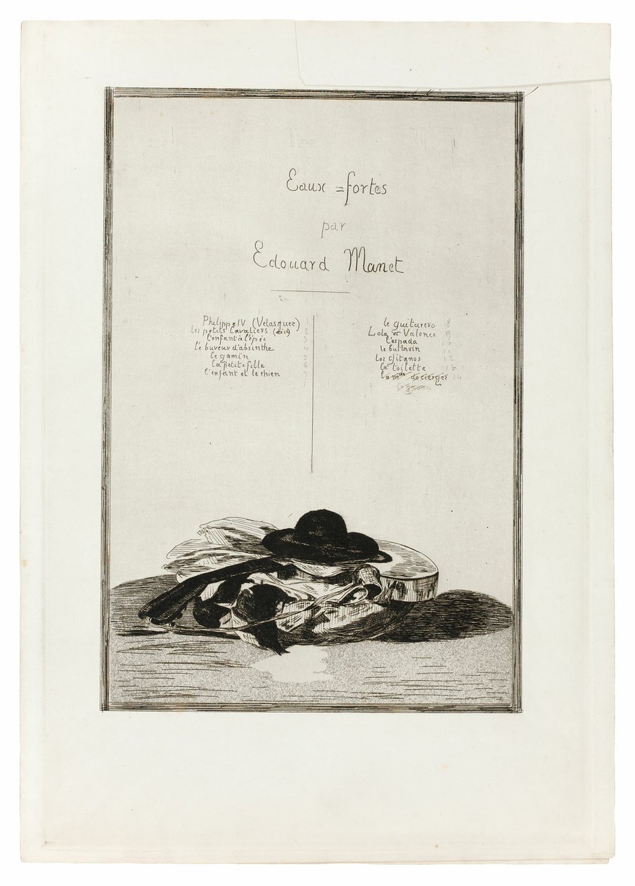 Hat and Guitar, Frontispiece for the Edition of Fourteen Etchings by Édouard Manet