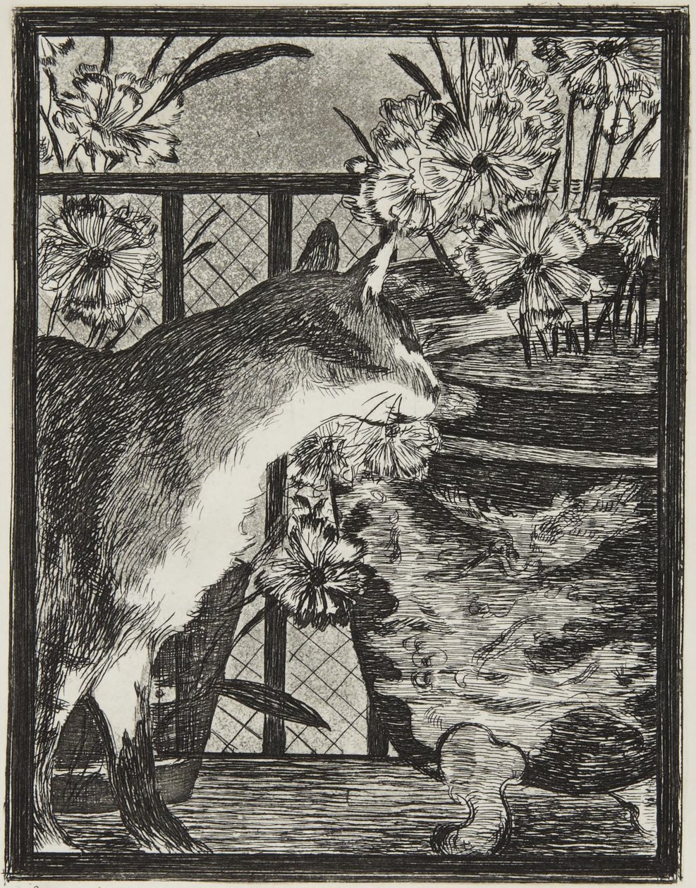 The Cat and the Flowers by Édouard Manet