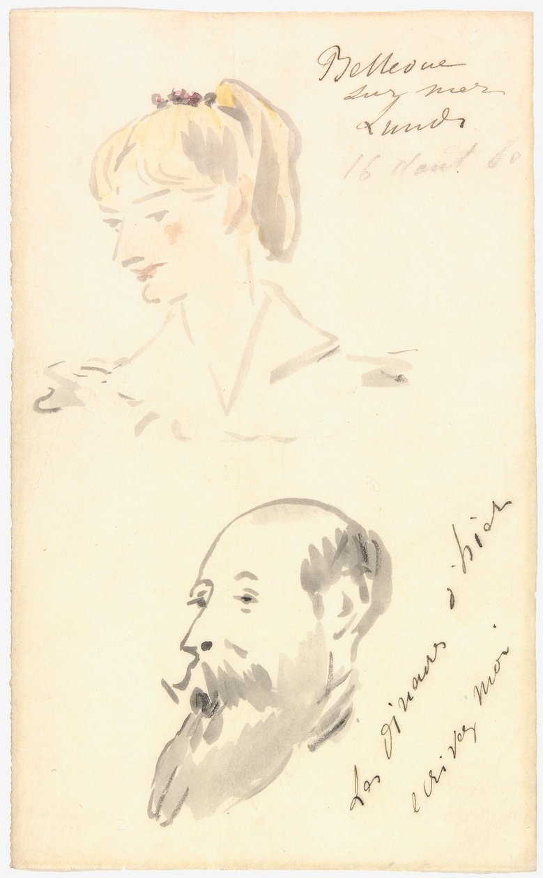 Head of a Woman and Head of a Bearded Man by Édouard Manet