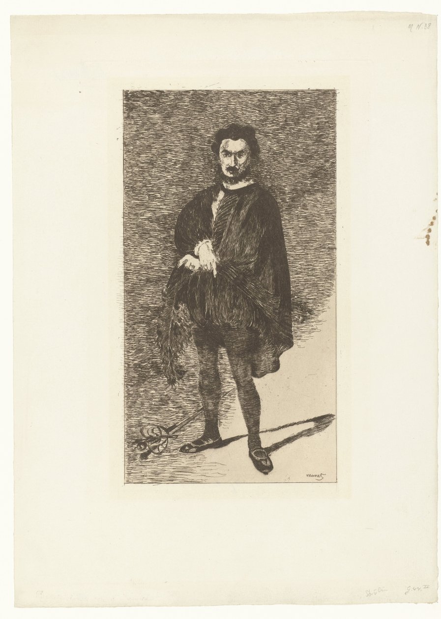 Portrait of Actor Philibert Rouvière as Hamlet by Édouard Manet