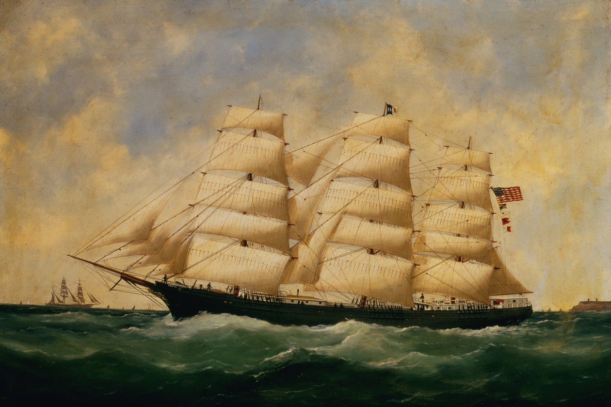 The US Sailing Ship, Servia off Le Havre by Edouard Marie Adam