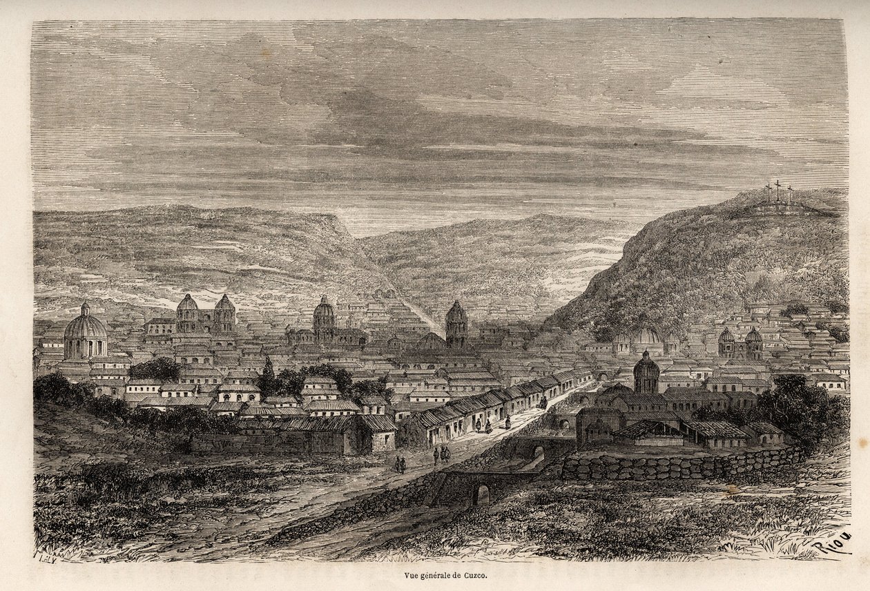 General view of Cusco, former capital of the Incas by Edouard Riou