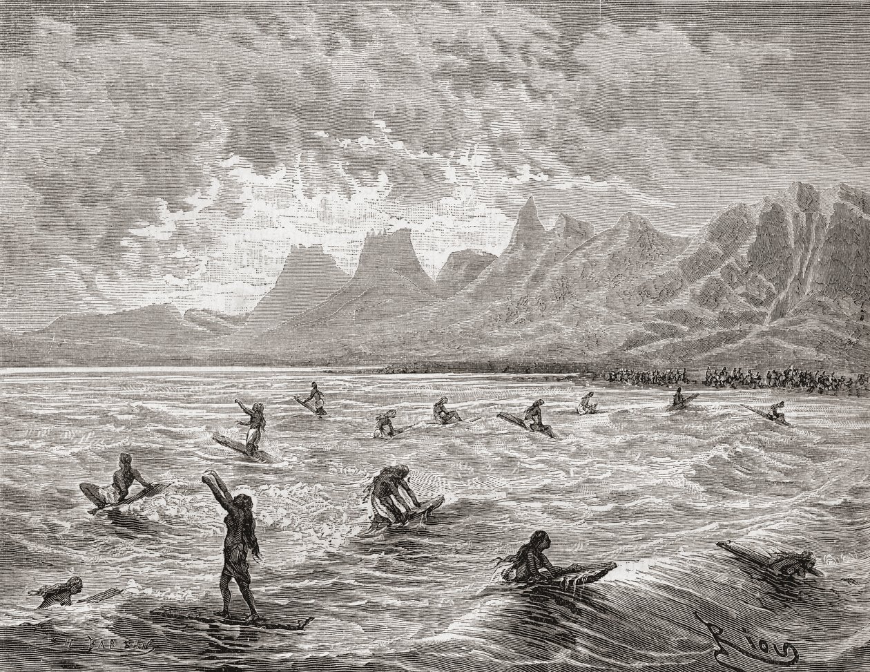 Hawaiians Surfing, illustration from 