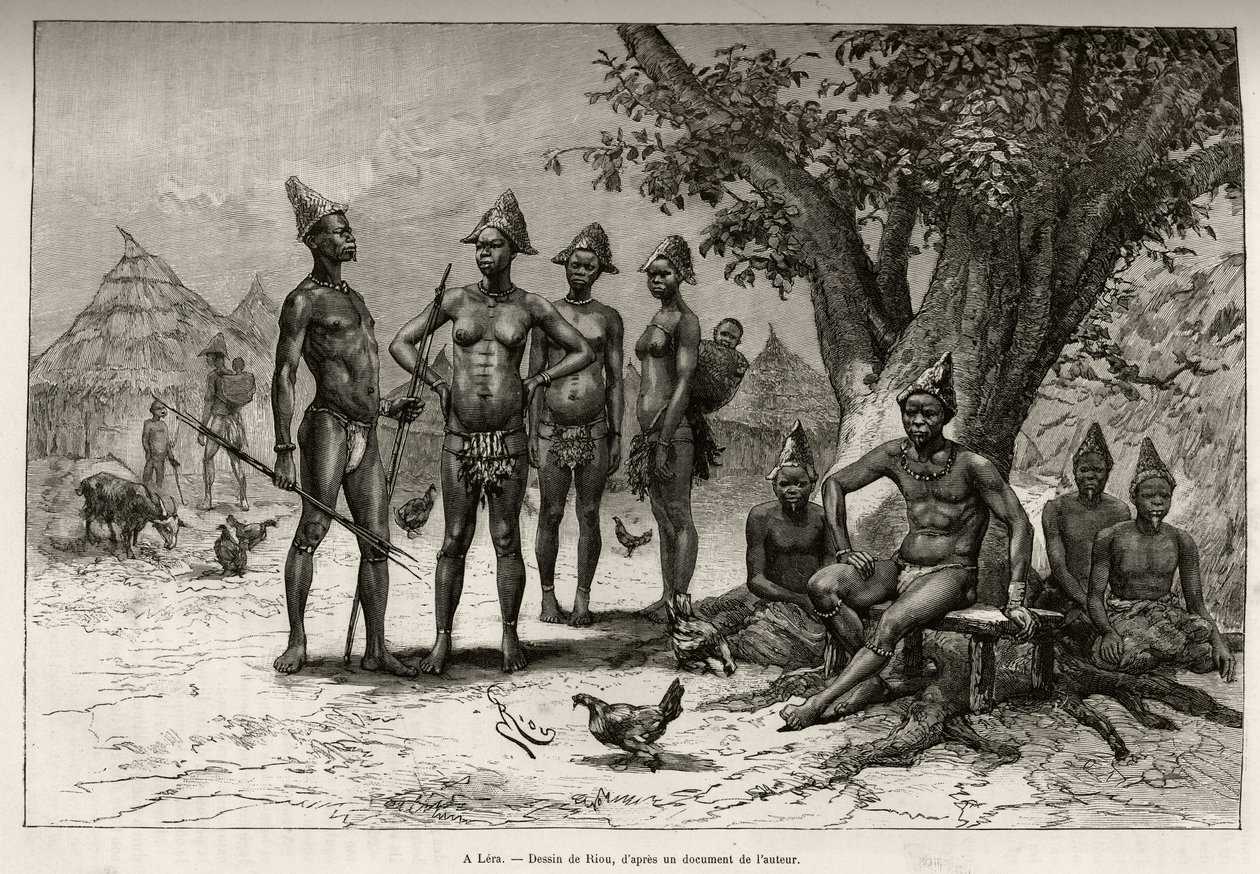 In Lera, types of Mandes. Engraving by Riou, to illustrate the story From Niger to the Gulf of Guinee by Captain Louis Gustave Binger by Edouard Riou