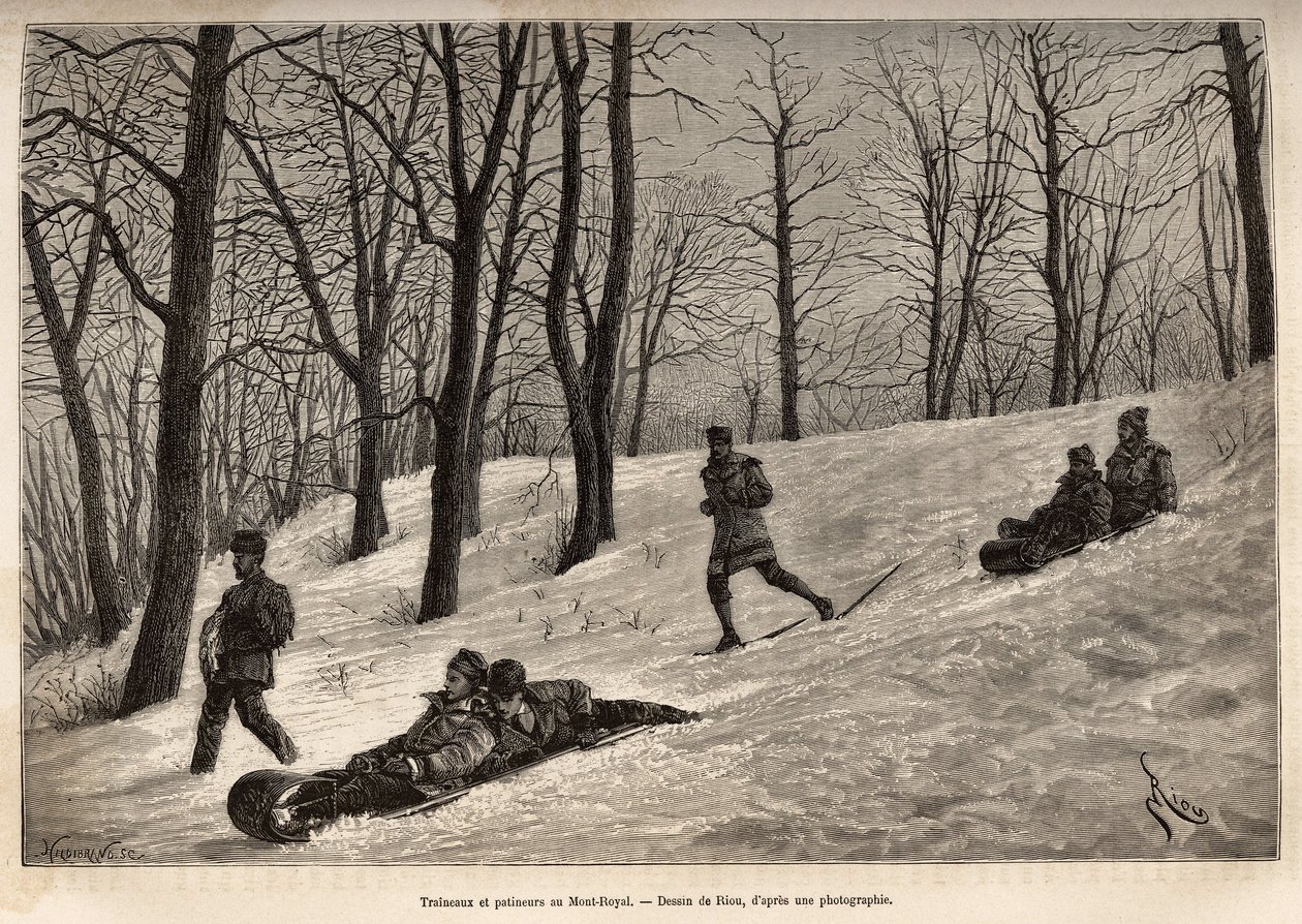 Luges and Skaters at the Plateau du Mont-Royal by Edouard Riou