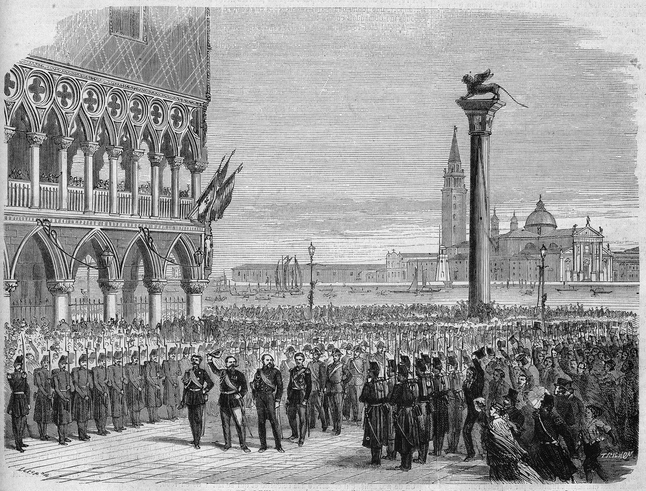 The King of Italy Victor Emmanuel II in Venice on St. Mark