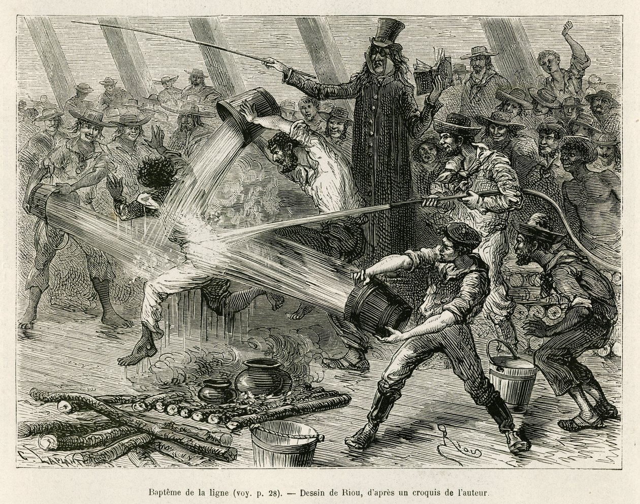 The Baptism of the Line (drawing by E. Riou) by Edouard Riou