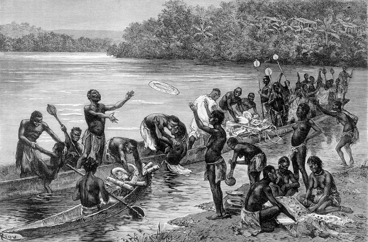 The different activities of the tribe of the village of Adouma in Africa. In 