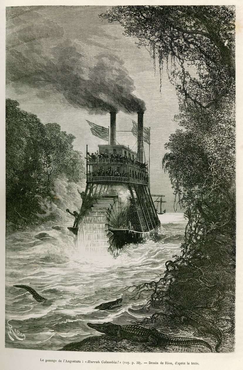 The Passage of the Angostura (Colombia) (drawing by E. Riou, to illustrate the voyage to Equinoxial America by Edouard Andre, 1875-1876) by Edouard Riou