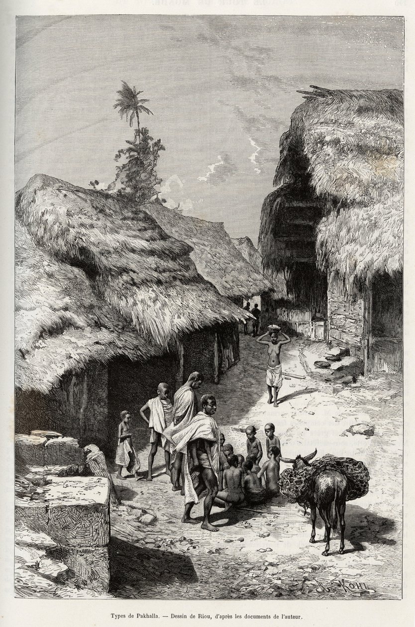 Types of Pakhala. Engraving by Riou, to illustrate the story From Niger to the Gulf of Guinee by Captain Louis Gustave Binger by Edouard Riou