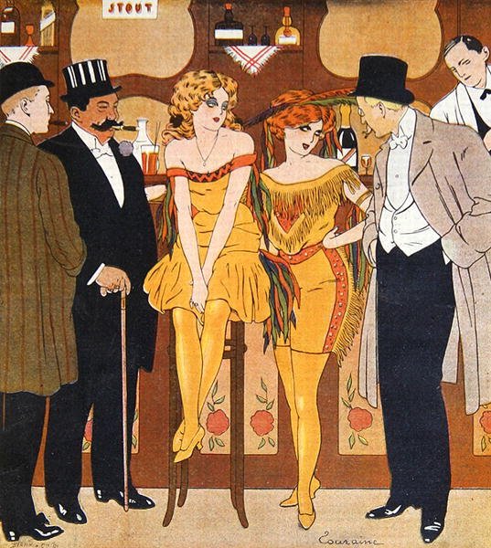 Caricature of prostitutes with their clients, from 