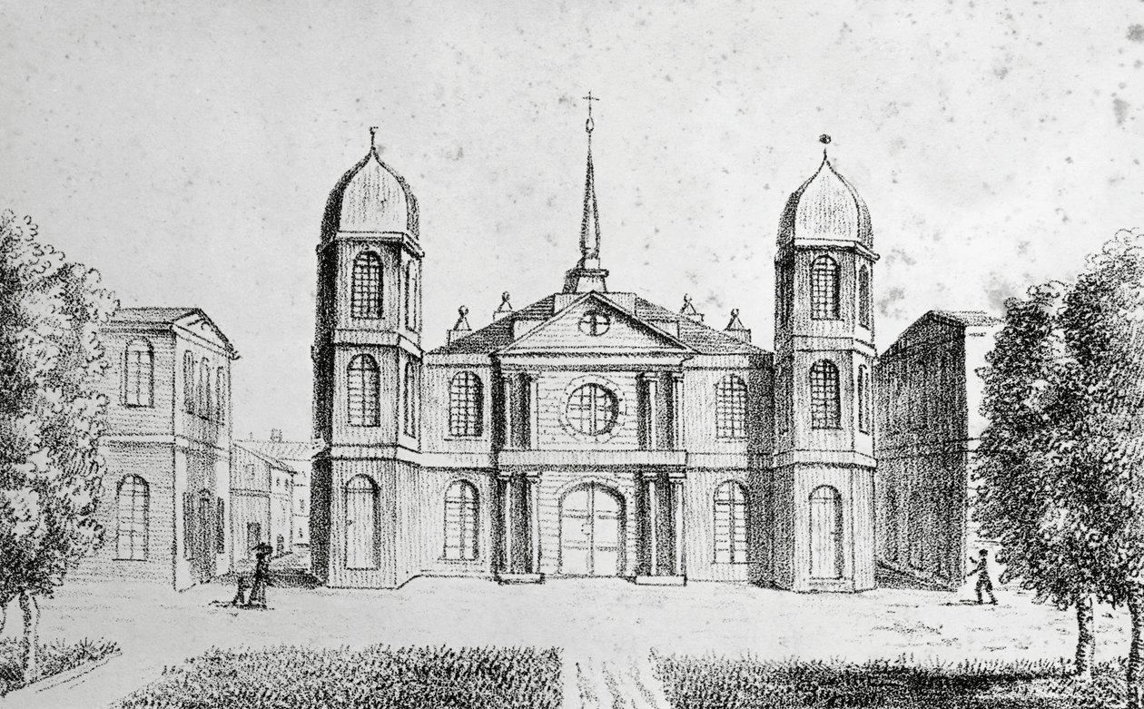 New Orleans Church, United States of America, Lithography by Edouard de Montule by Edouard de Montule