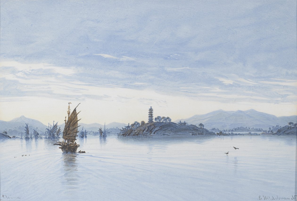 View on the Pearl River, Macao by Eduard Hildebrandt