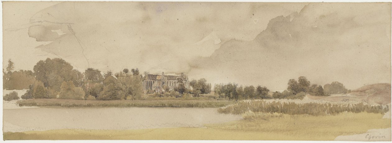 The Amtssee and the Chorin Monastery by Eduard Gaertner