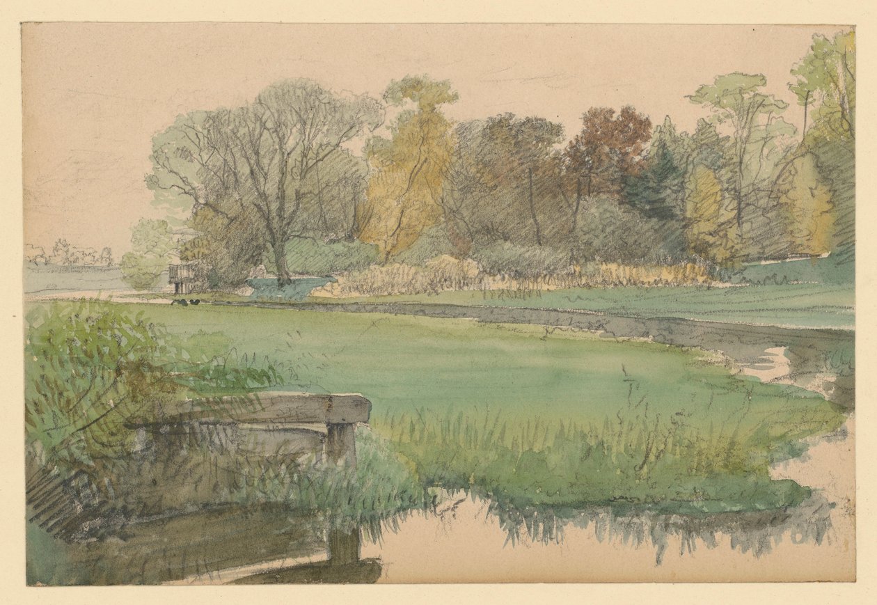 Landscape with Meadow and Stream by Eduard Gaertner