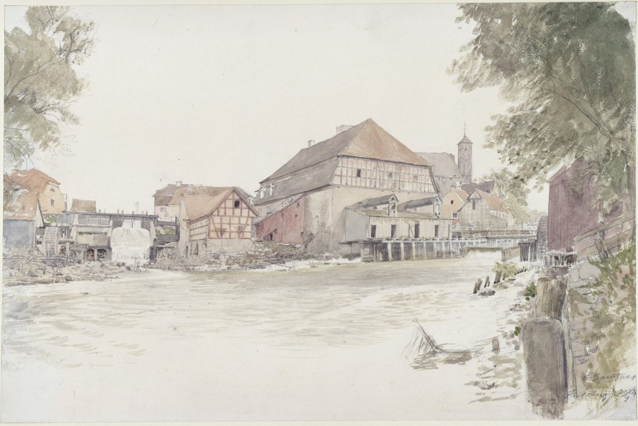 Mills on the Alle in Heilsberg by Eduard Gaertner