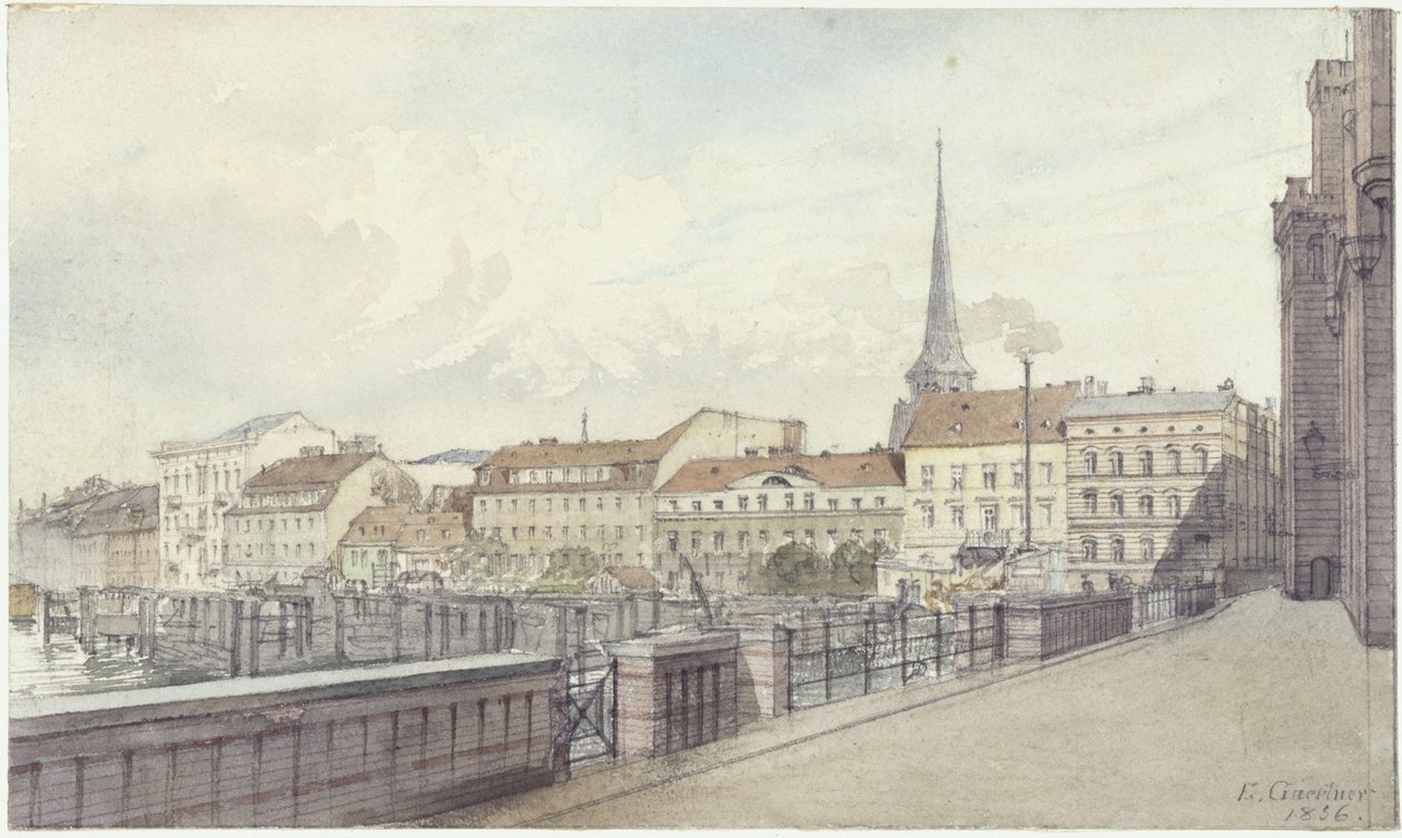 Mühlendamm and Burgstraße in Berlin by Eduard Gaertner