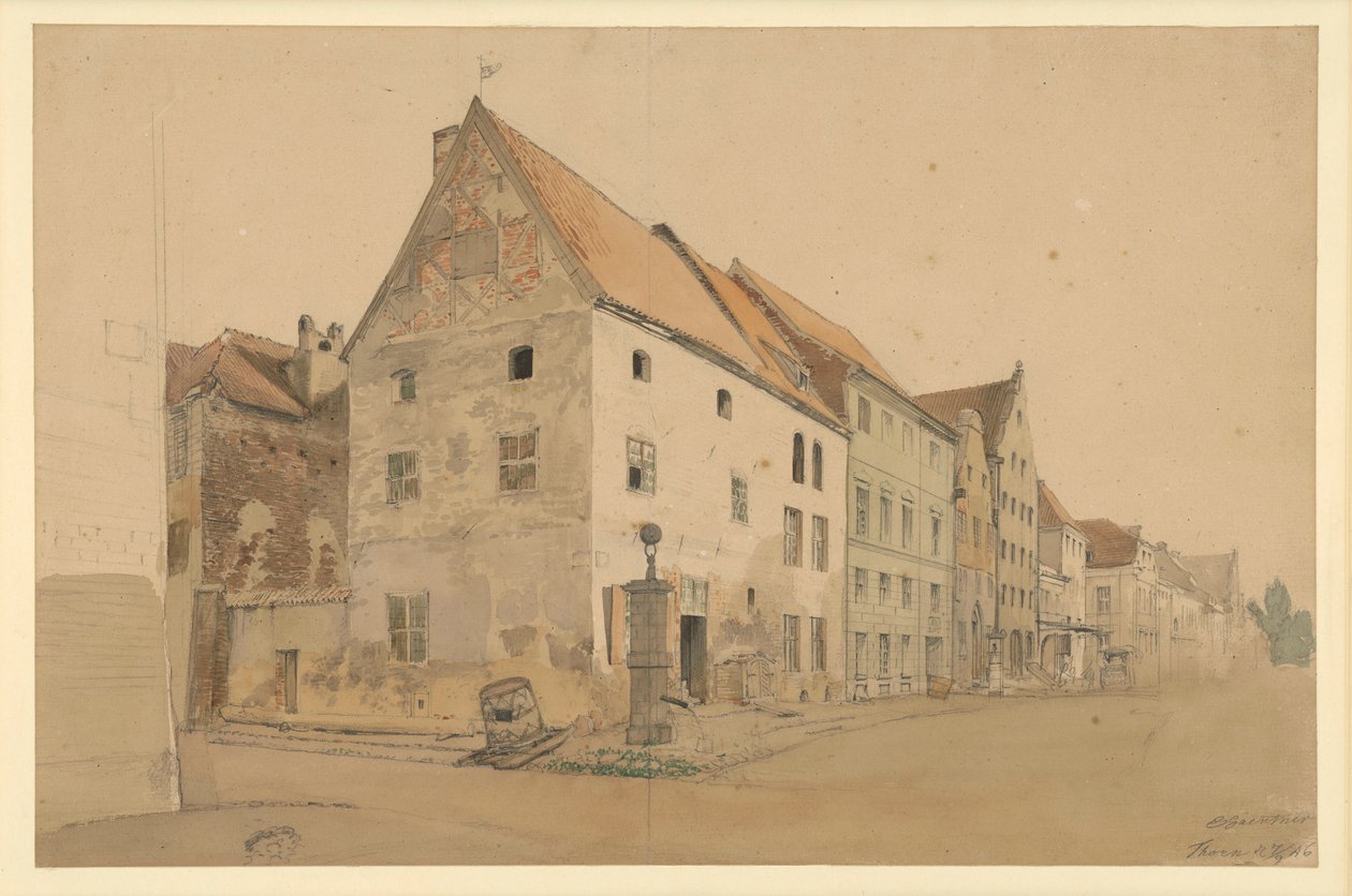 Street in Thorn with the Birthplace of Nicolaus Copernicus by Eduard Gaertner