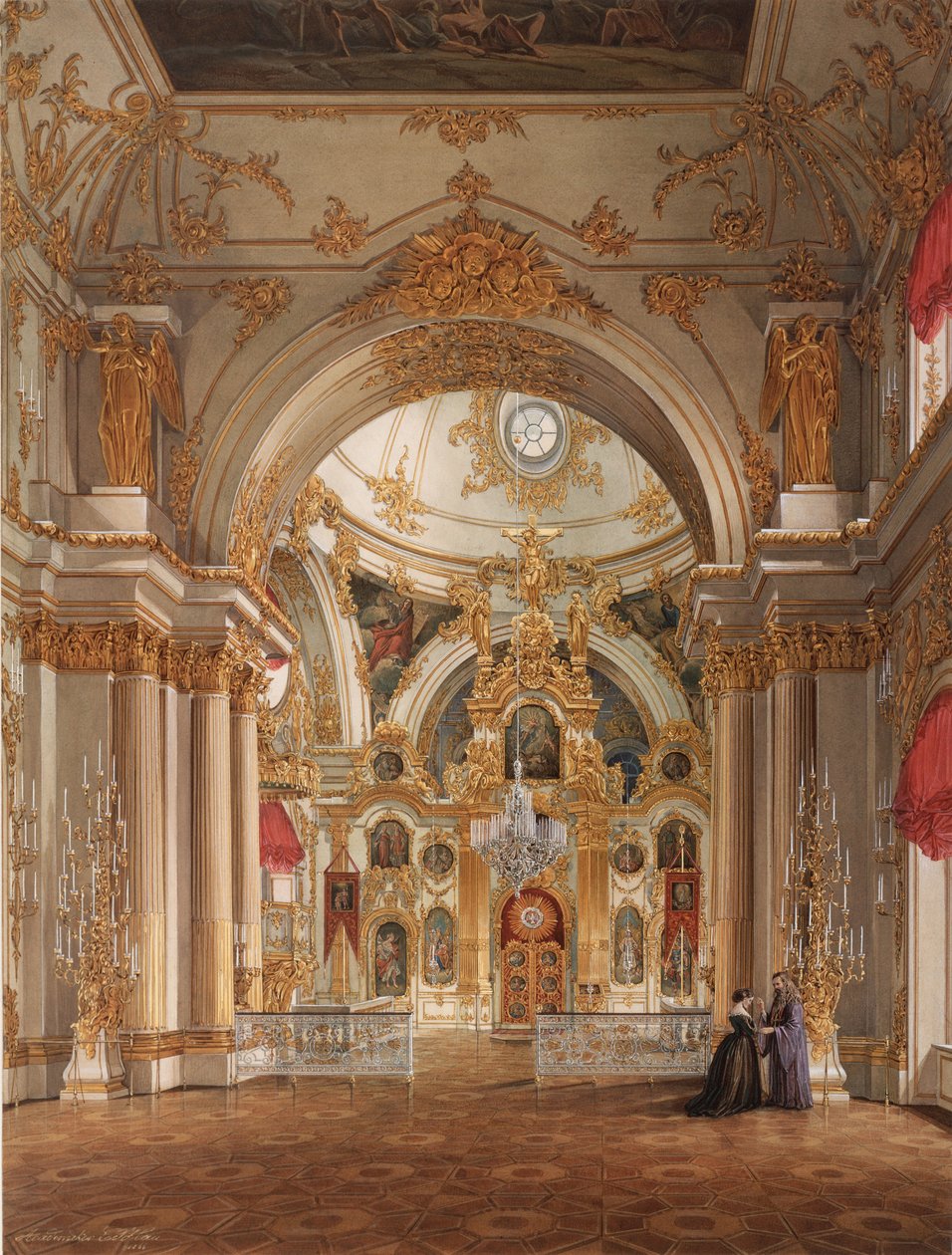 Interiors of the Winter Palace: The Cathedral in the Winter Palace, 1860s by Eduard Hau