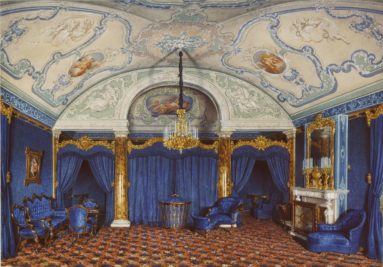 Interiors of the Winter Palace. The Fourth Reserved Apartment. A Bedroom by Eduard Hau