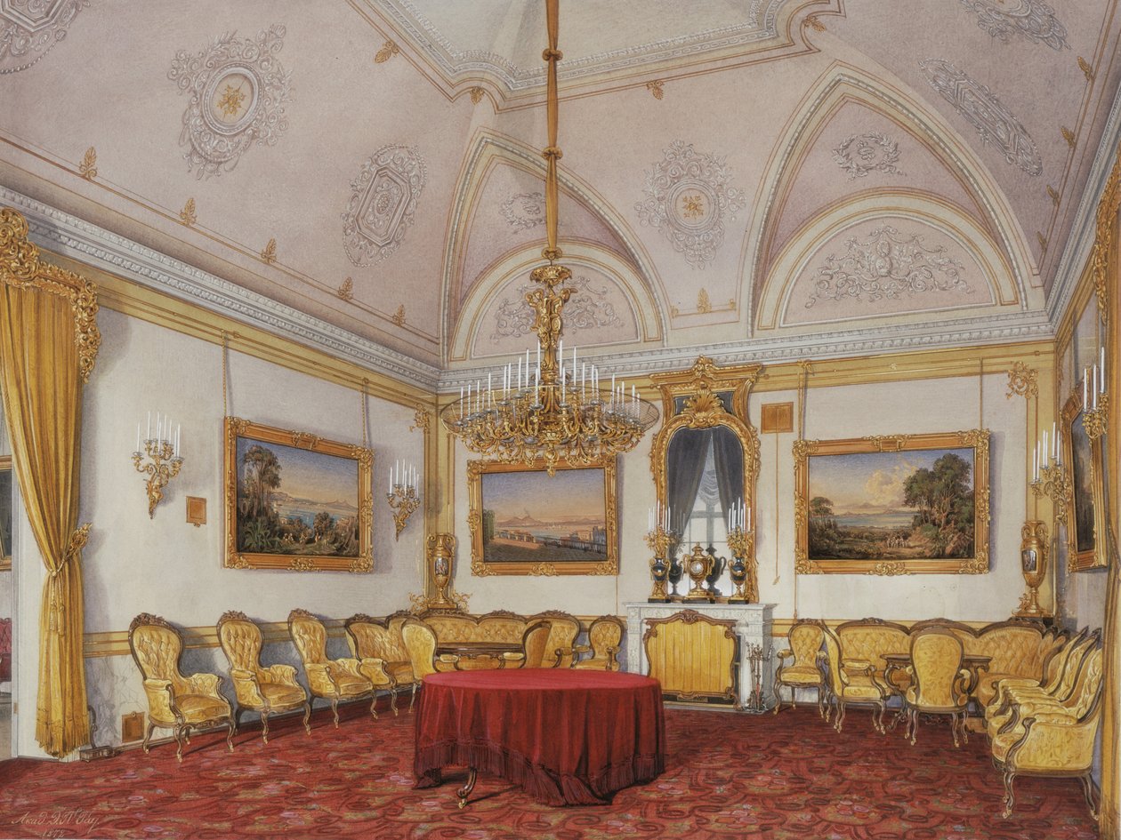 Interiors of the Winter Palace. The Third Reserved Apartment. The Drawing Room by Eduard Hau
