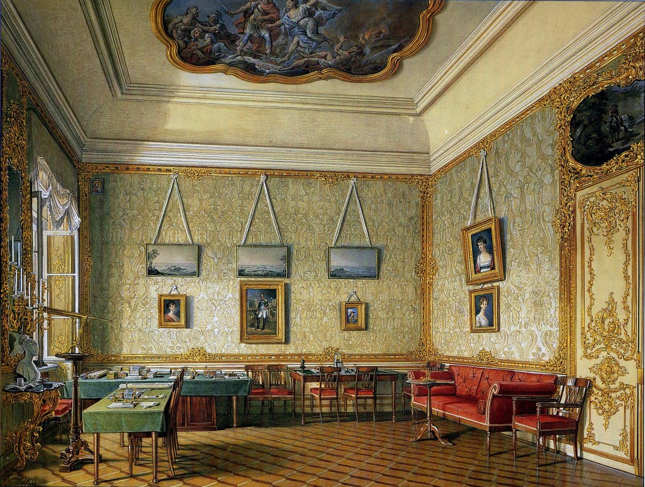 The Working or Small Study of Emperor Alexander I at the Great Palace in Tsarskoye Selo by Eduard Hau