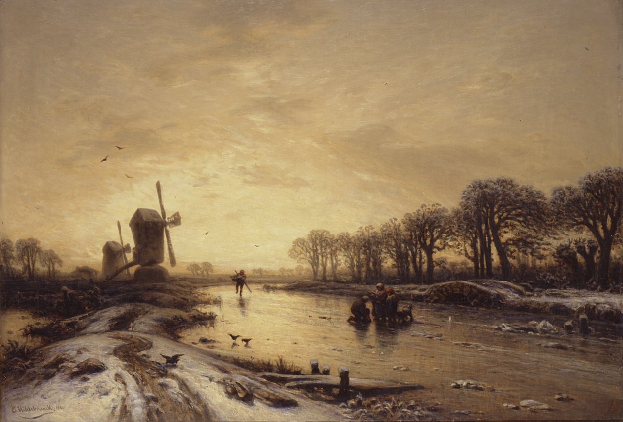 Spreewald in Winter by Eduard Hildebrandt