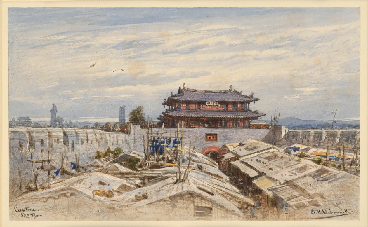 South Gate in Canton by Eduard Hildebrandt