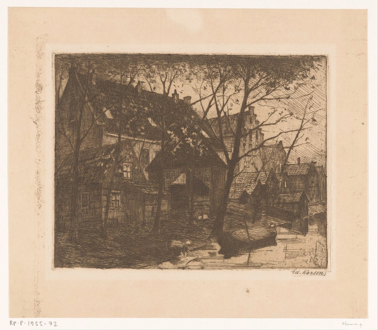 Backs of Houses Along the Water by Eduard Karsen (signed by artist)
