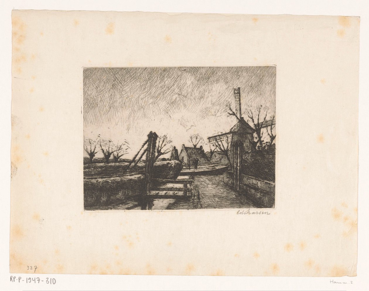 Path with Bridge Along a Ditch by Eduard Karsen (signed by artist)
