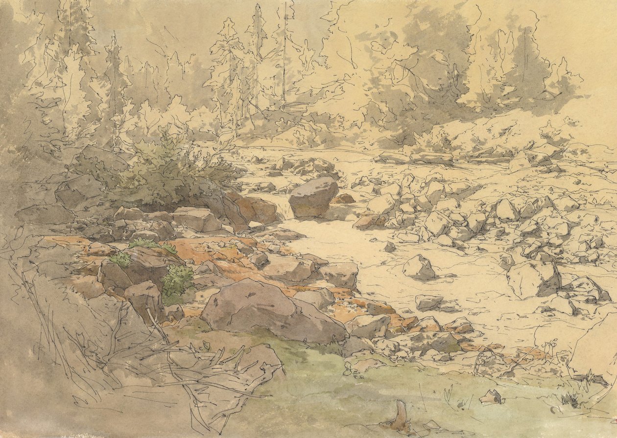 Landscape with Rocks in a River near Kronau by Eduard Peithner von Lichtenfels