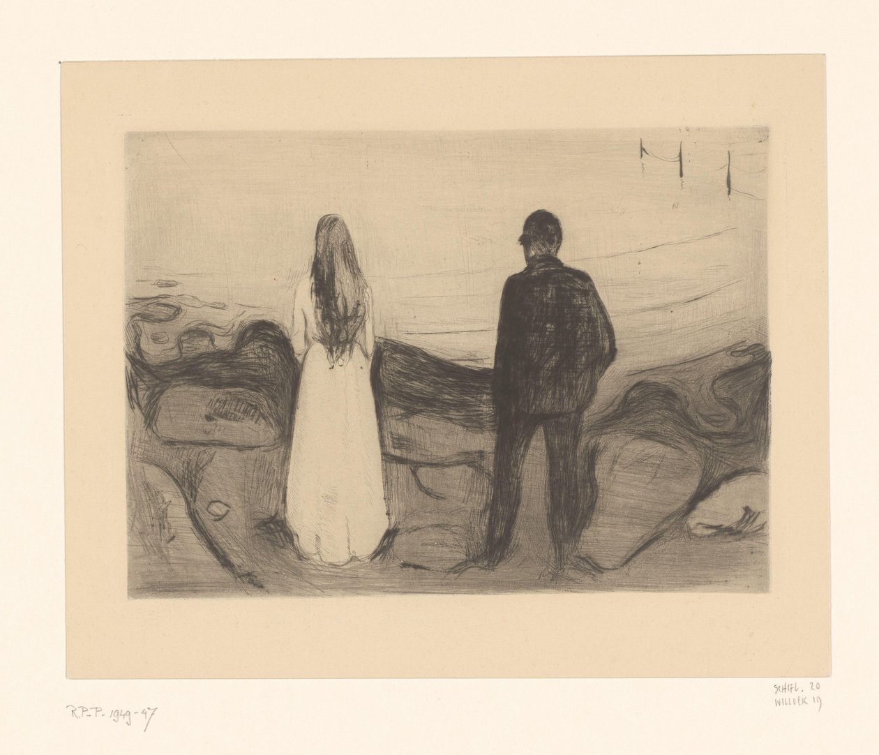 Man and Woman Standing on the Shore by Edvard Munch