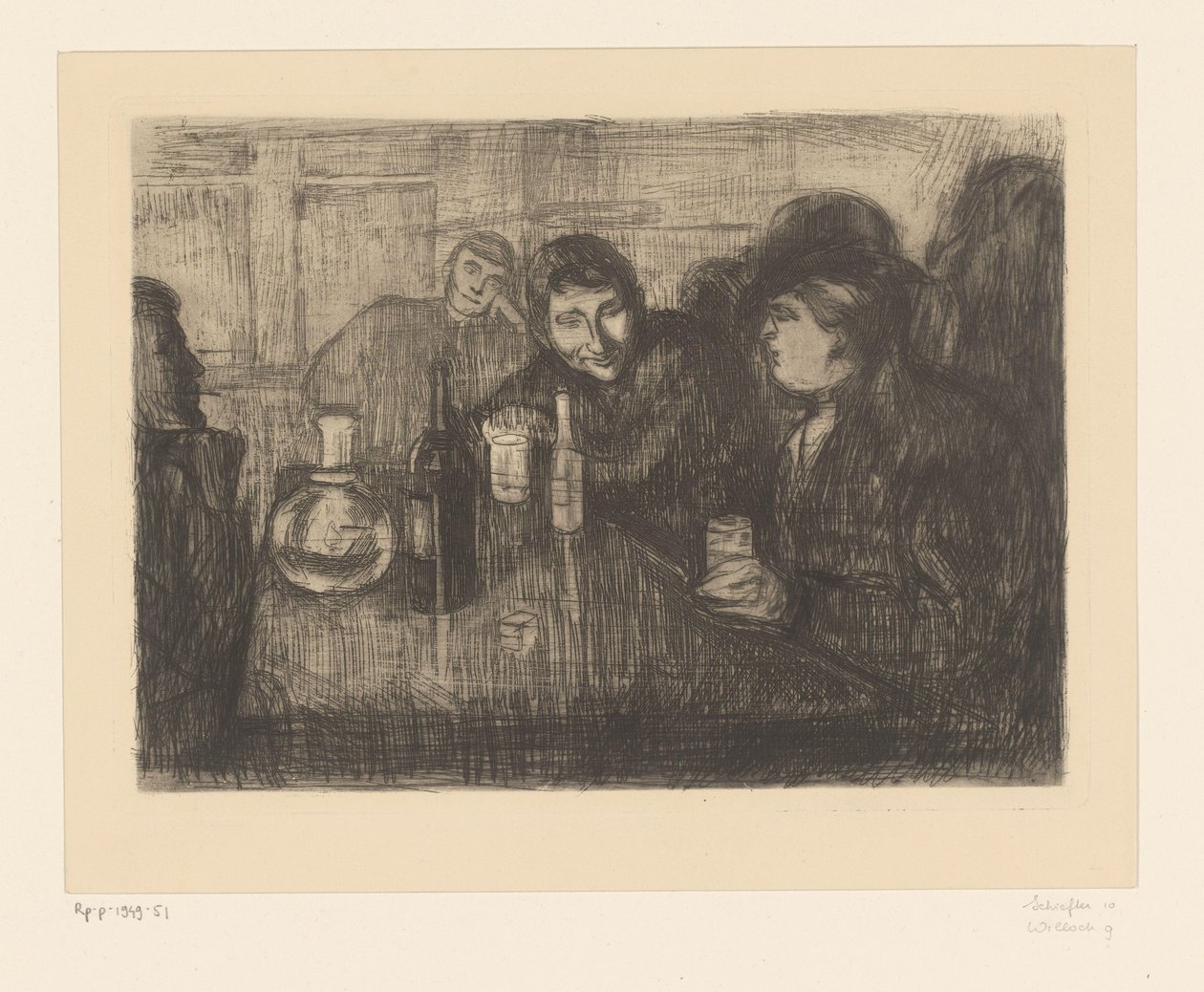 Men around a table in a café by Edvard Munch